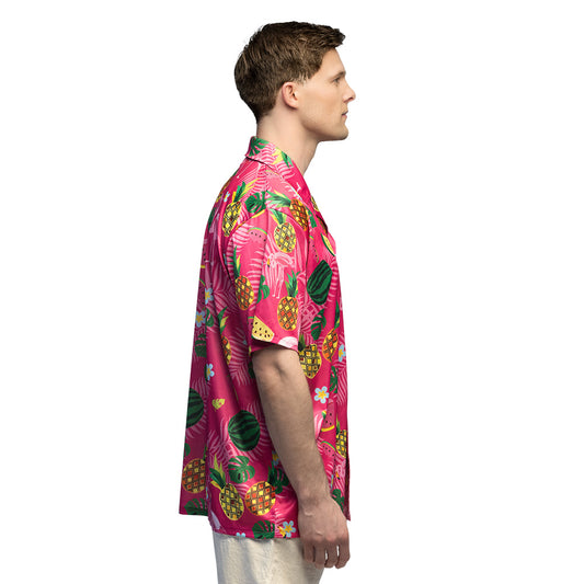 Chemise Hawaïenne Flamingo Tropical Rose | Déguisement Plage