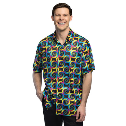 Chemise Hawaïenne Colorée Motifs Spirales Arc-en-Ciel