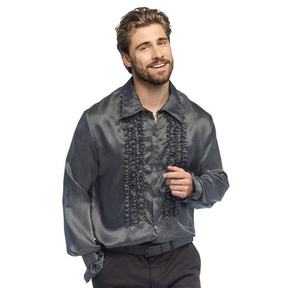 Chemise à Motifs Noirs et Gris Élégante pour Adulte