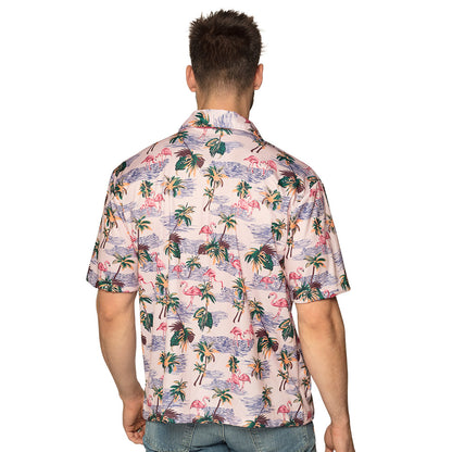 Chemise Hawaïenne Flamants Rose Palmiers - Costume Tropical Homme