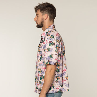 Chemise Hawaïenne Flamants Roses - Déguisement Tropical Homme