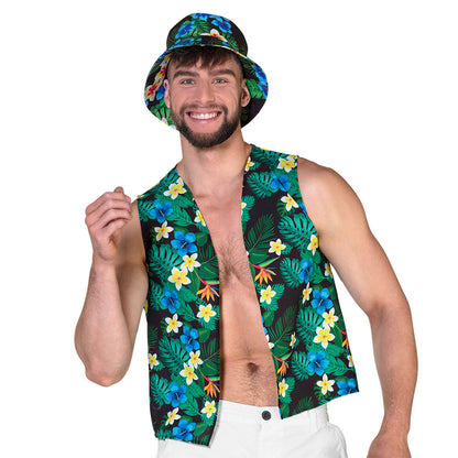 Gilet Floral Tropical + Chapeau Bucket | Déguisement Hawai