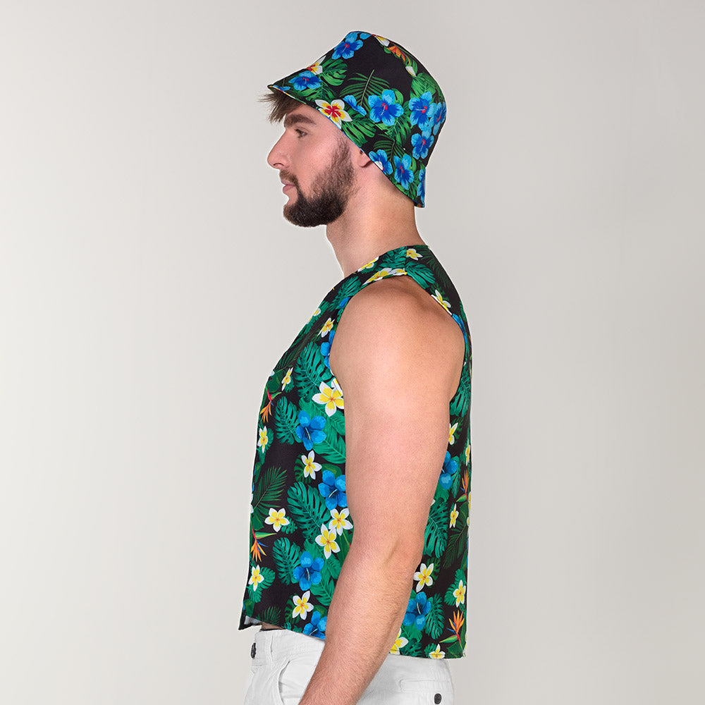 Gilet Floral Tropical + Chapeau Bucket | Déguisement Hawai