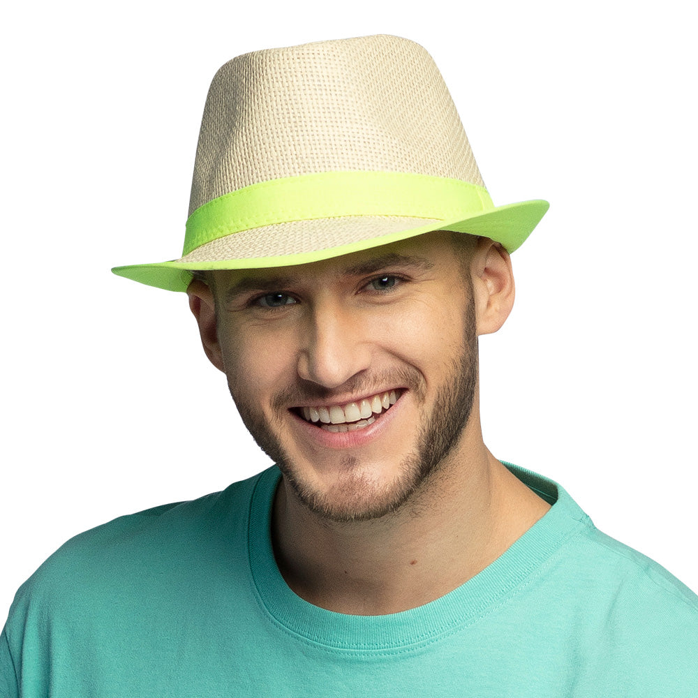 Chapeau Panama Fluo Neon - Accessoire Fête Adulte