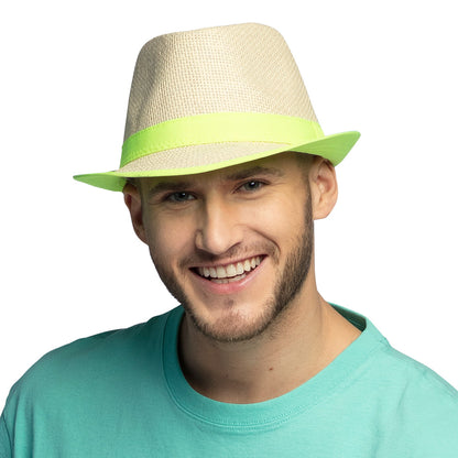 Chapeau Panama Fluo Neon - Accessoire Fête Adulte