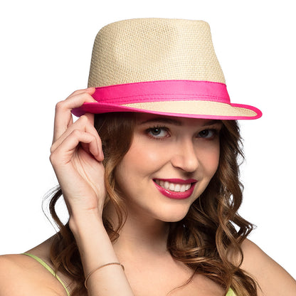 Chapeau Panama Fluo Neon - Accessoire Fête Adulte
