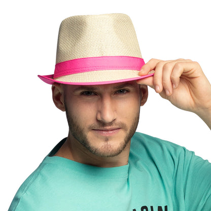 Chapeau Panama Fluo Neon - Accessoire Fête Adulte