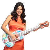 Guitare Gonflable Fleurs Tropicales - Accessoire Fête Hawaïenne