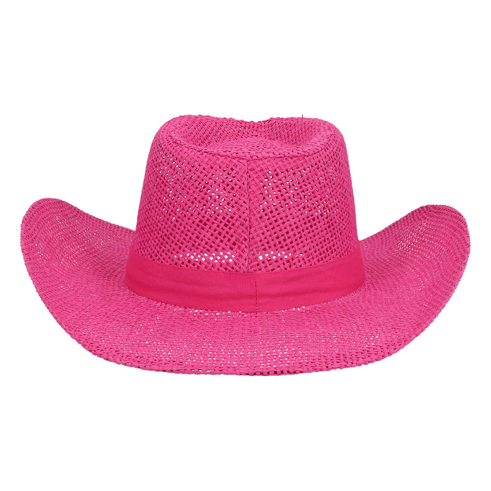 Chapeau Cowboy Rose Fluo Paillettes - Accessoire Soirée
