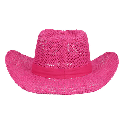 Chapeau Cowboy Rose Fluo Paillettes - Accessoire Soirée