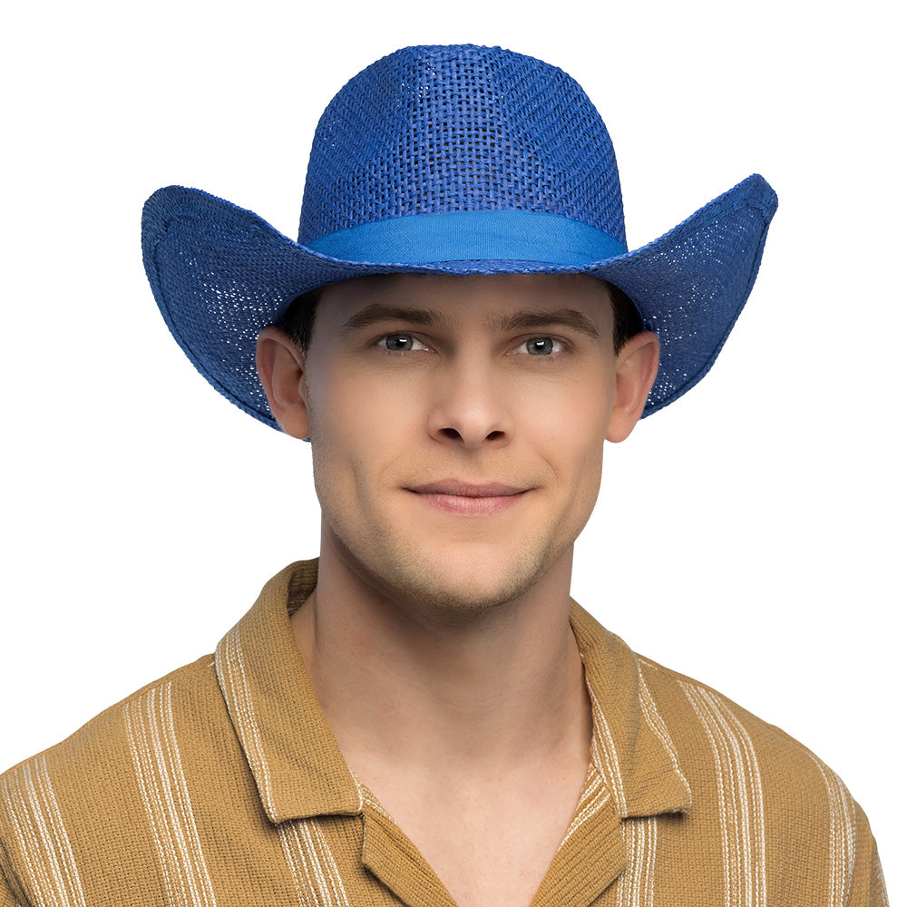 Chapeau Cowboy Bleu Paille - Accessoire Western Unisexe
