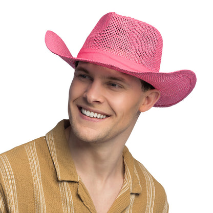 Chapeau Cowboy Paille Couleurs Fluo - Accessoire Déguisement