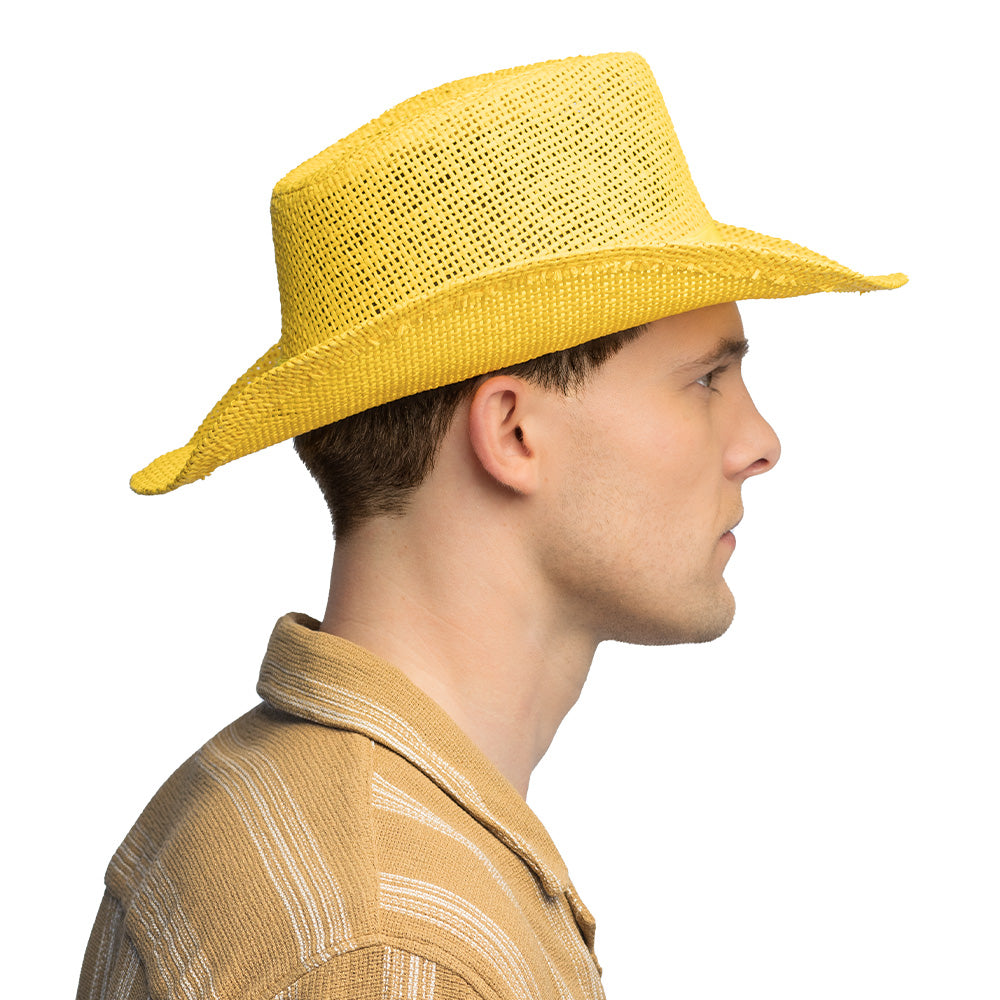 Chapeau Cowboy Paille Couleurs Fluo - Accessoire Déguisement