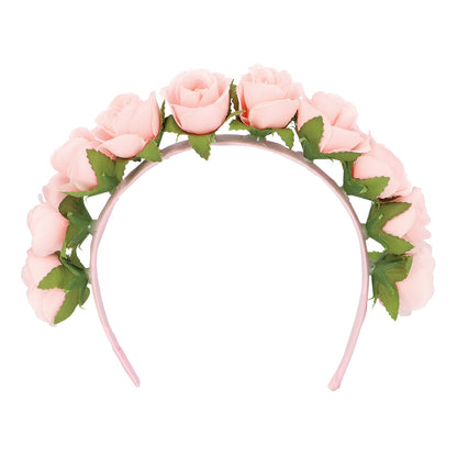 Serre-tête Couronne Roses Rose Pâle - Fleurs Mariage Soirée