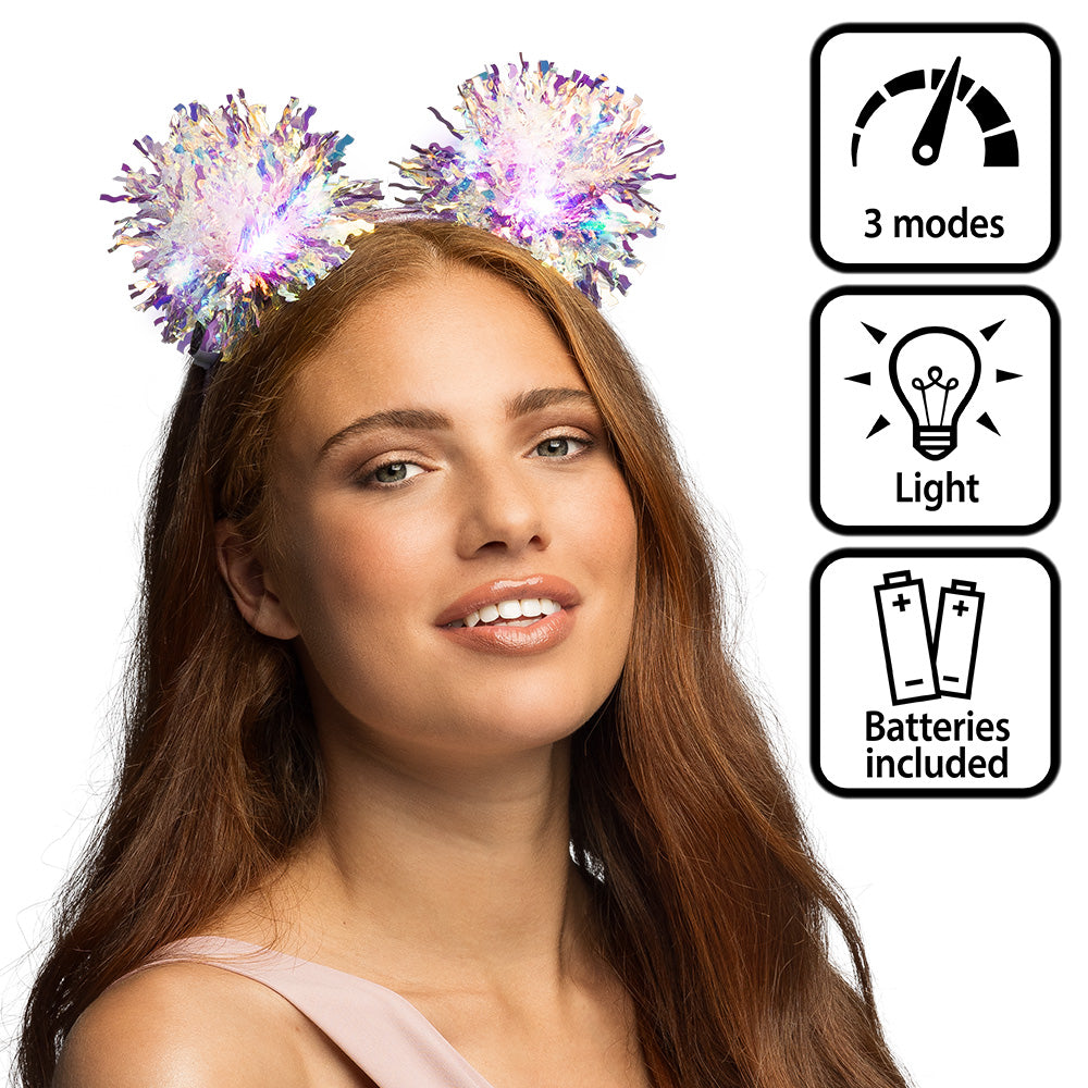 Serre-tête Lumineux Pom-pom Paillettes LED 3 Modes