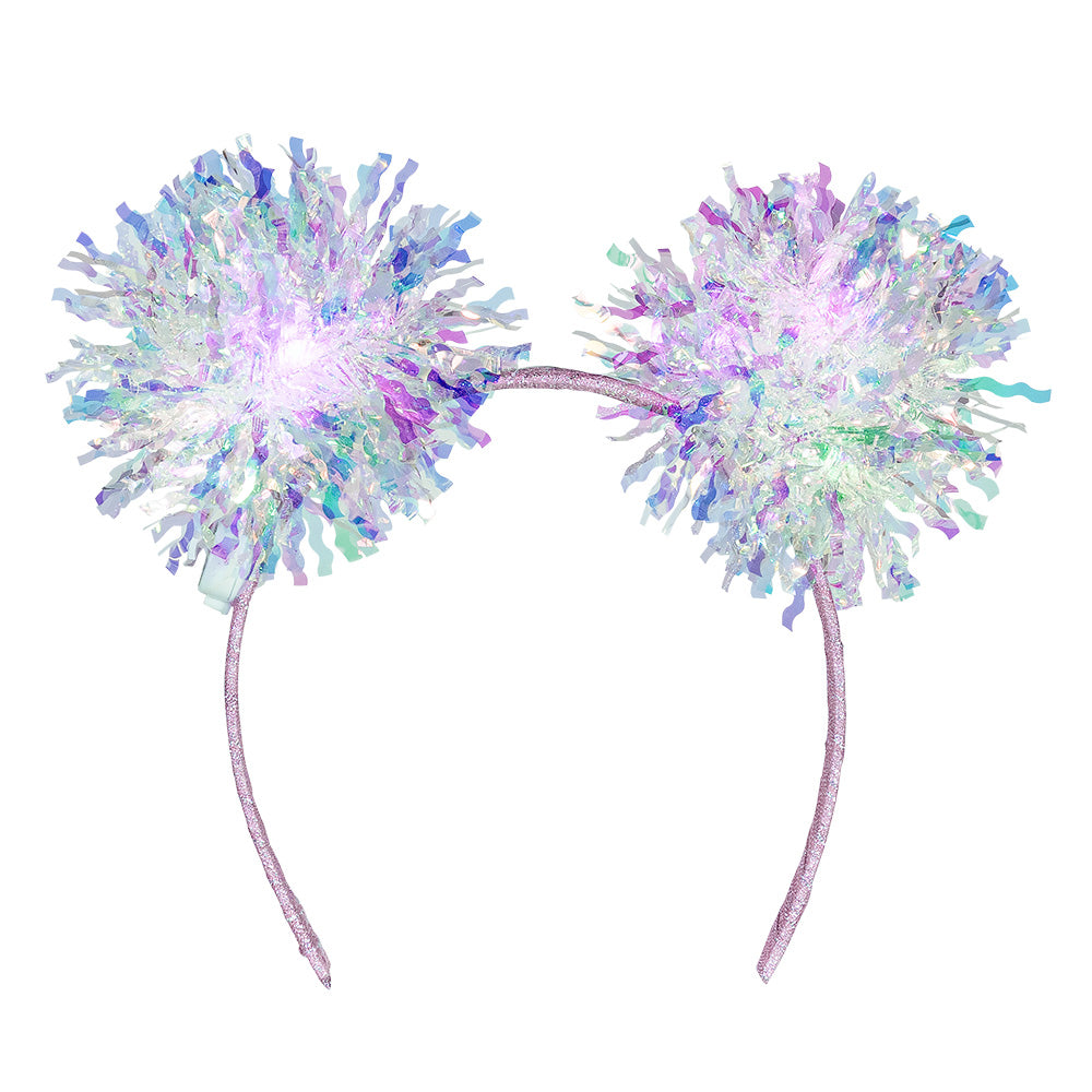 Serre-tête Lumineux Pom-pom Paillettes LED 3 Modes