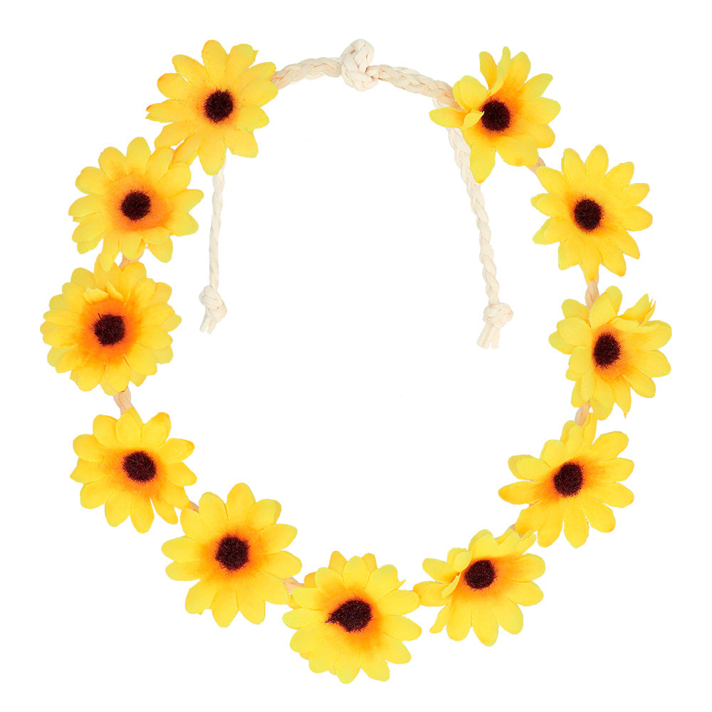 Couronne Fleurs Jaunes Marguerites - Accessoire Fête Bohème