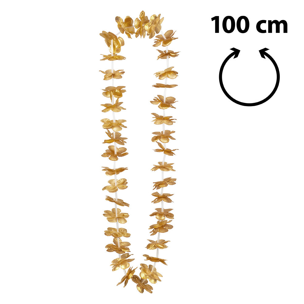 Collier Hawaïen Fleur Or - 20 Pièces pour Fête Tropical