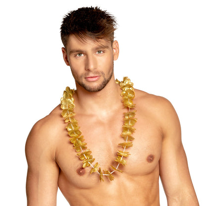Collier Hawaïen Fleur Or - 20 Pièces pour Fête Tropical