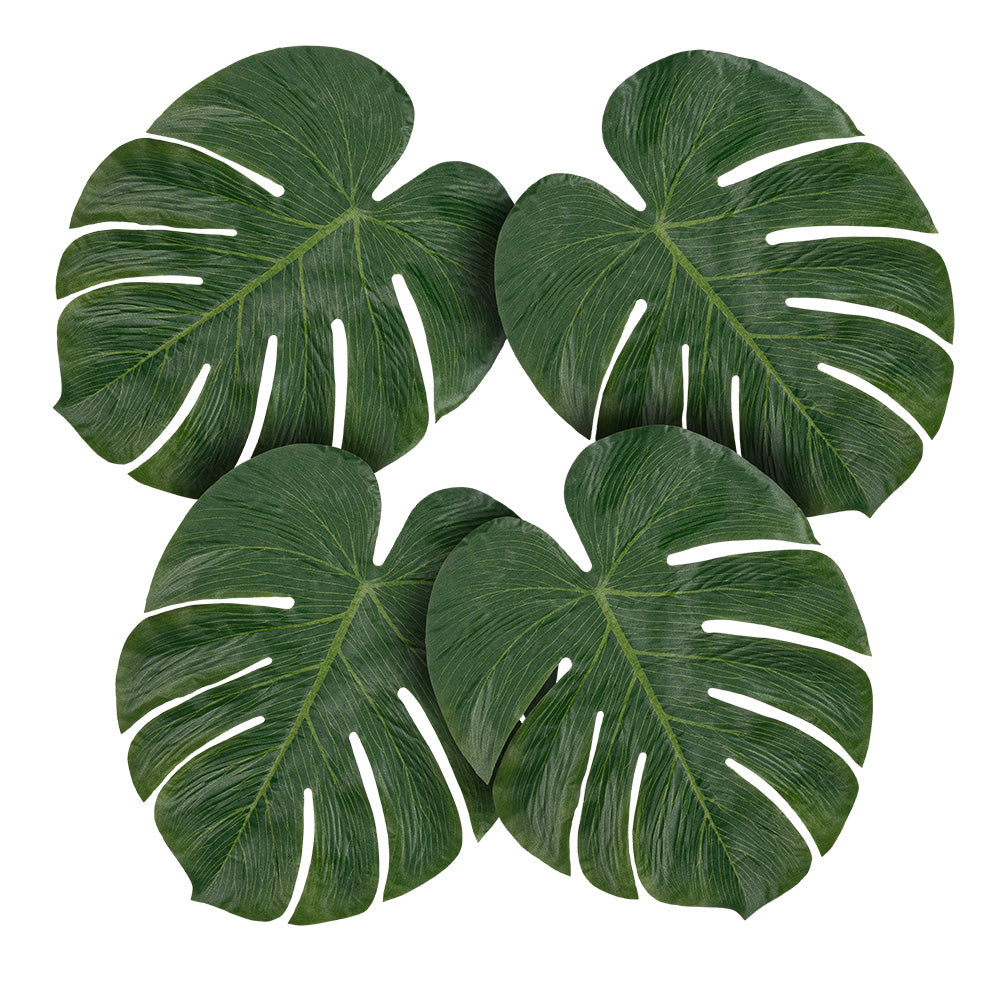 Feuilles de Monstera Vertes - 4 pcs pour Décoration Tropicale