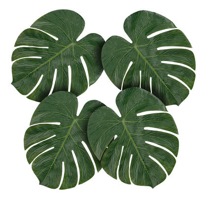 Feuilles de Monstera Vertes - 4 pcs pour Décoration Tropicale