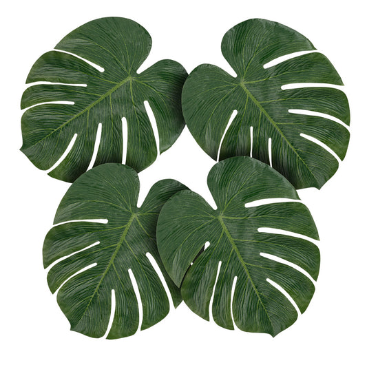 Feuilles de Monstera Vertes - 4 pcs pour Décoration Tropicale