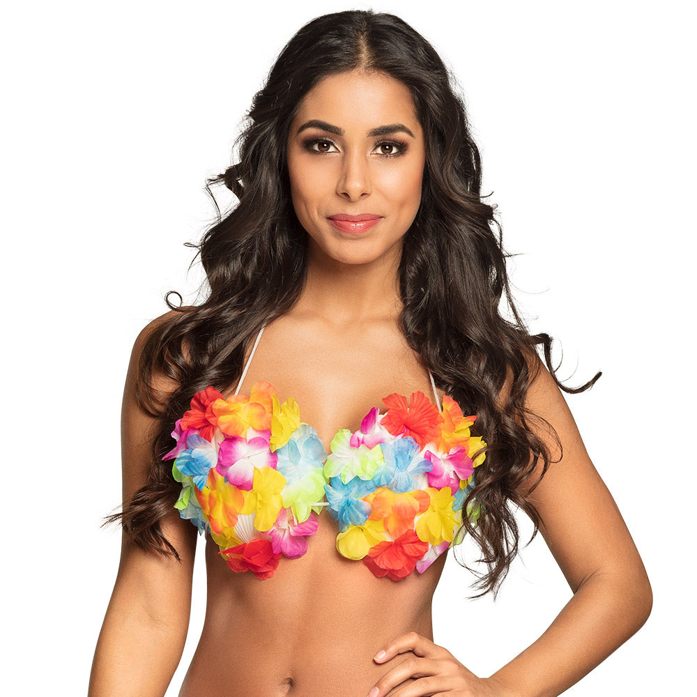 Soutien-gorge Fleurs Hawaï Coloré - Accessoire Déguisement Fête