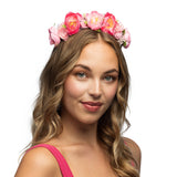 Couronne de Fleurs Rose Bandeau Serre-Tête Floral Accessoire Fête