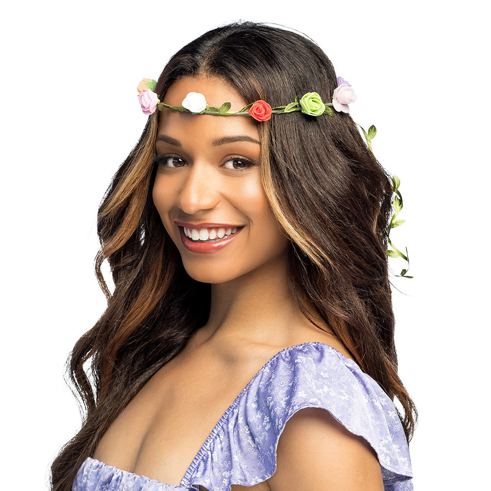 Couronne de Fleurs Multicolore - Accessoire Hippie Bohème