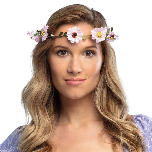 Couronne de Fleurs Rose Pastel - Accessoire Cheveux Bohème Chic