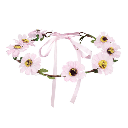 Couronne de Fleurs Rose Pastel - Accessoire Cheveux Bohème Chic