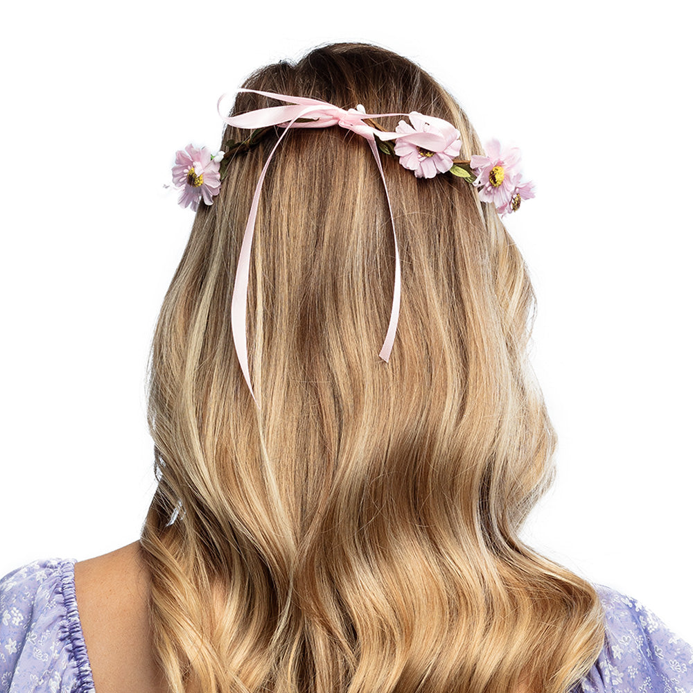Couronne de Fleurs Rose Pastel - Accessoire Cheveux Bohème Chic