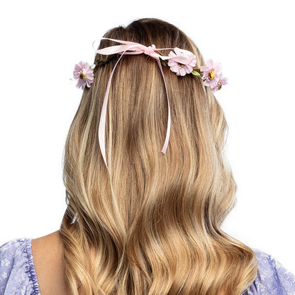 Couronne de Fleurs Rose Pastel - Accessoire Cheveux Bohème Chic