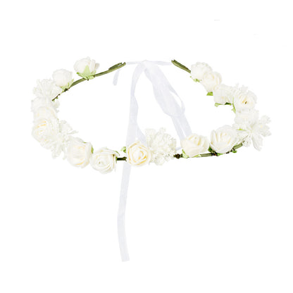 Couronne de Fleurs Blanches avec Rubans - Accessoire Mariage