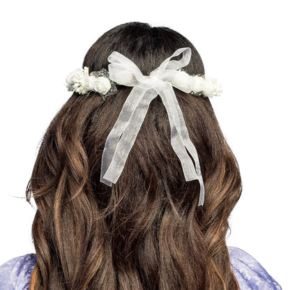 Couronne de Fleurs Blanches avec Rubans - Accessoire Mariage