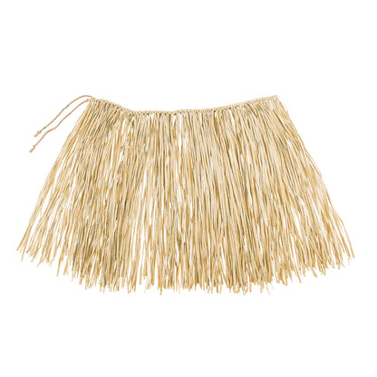 Bikini Hawaïen Tropical Fleuri avec Jupe Raphia Beige