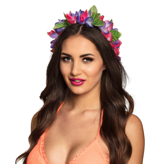 Couronne de Fleurs Hawaïenne Colorée - Accessoire Fête Tropical