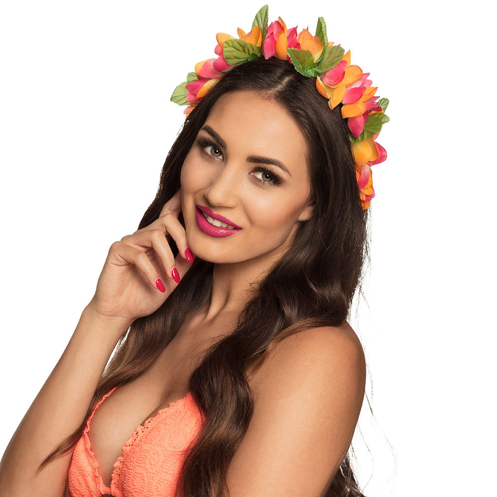 Couronne de Fleurs Hawaïenne Colorée - Accessoire Fête Tropical