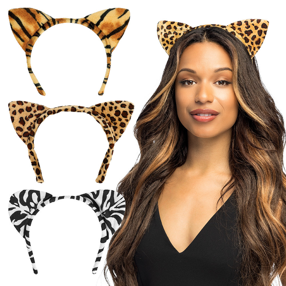 Serre-tête Oreilles Animaux Léopard Tigre Zèbre - Déguisement Fête