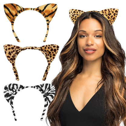 Serre-tête Oreilles Animaux Léopard Tigre Zèbre - Déguisement Fête