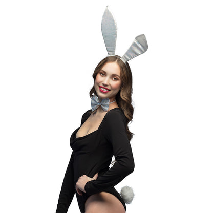 Kit Oreilles de Lapin Paillettes - Serre-tête + Nœud + Pompon