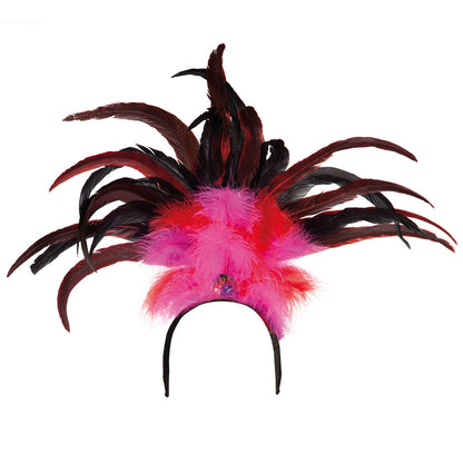 Serre-tête Plumes Rose et Noir - Cabaret Glamour