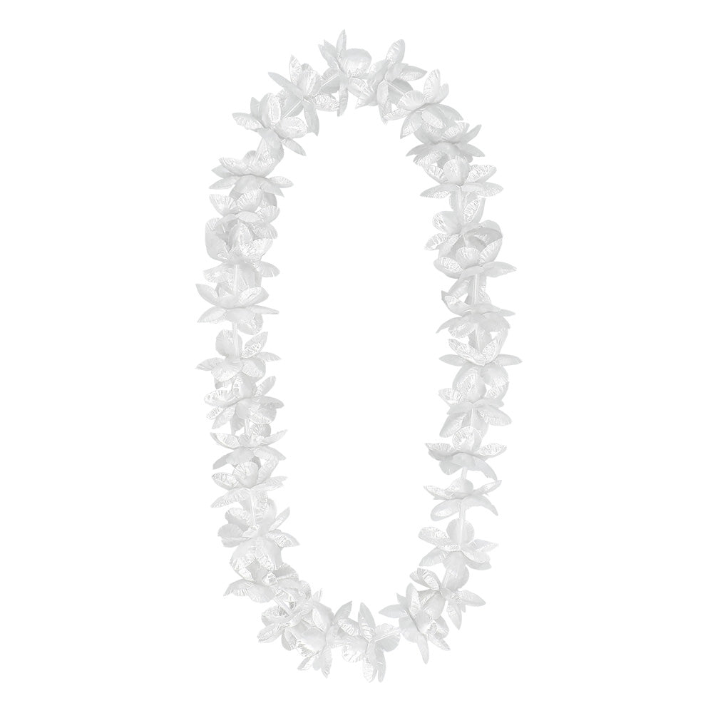 Collier Hawaïen Fleurs Blanches Scintillant - Accessoire Fête