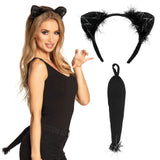Oreilles de Chat Noir Fluffy - Accessoire Déguisement Félin