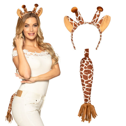 Serre-tête Girafe avec Cornes et Queue - Déguisement Animalier