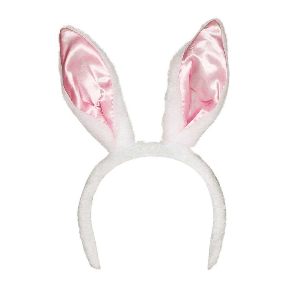 Serre-tête oreilles de lapin blanc rose déguisement