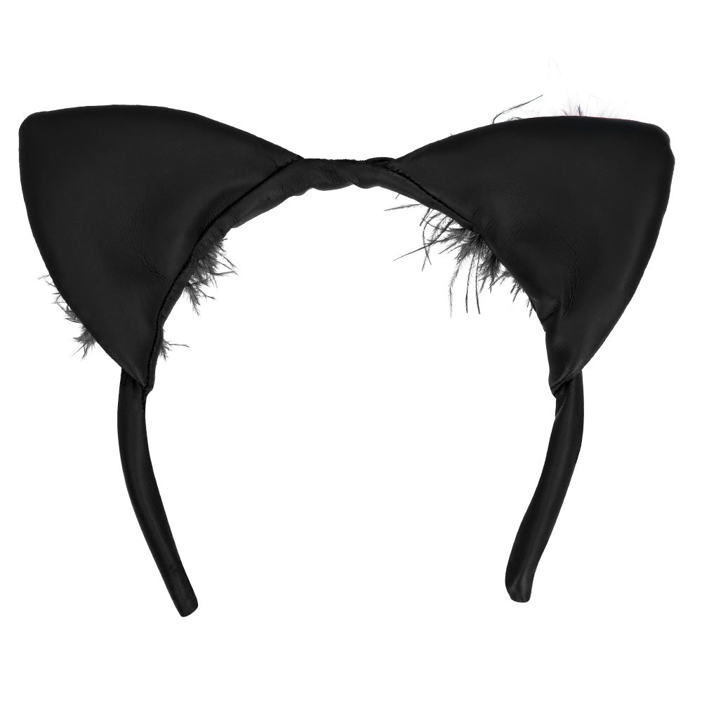 Serre-tête Oreilles Chat Noir Rose Fluffy Costume