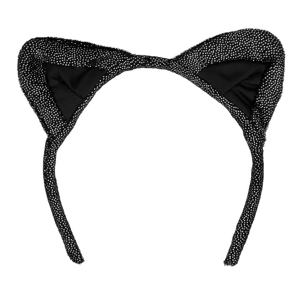 Serre-tête oreilles de chat pailleté noir - Déguisement félin