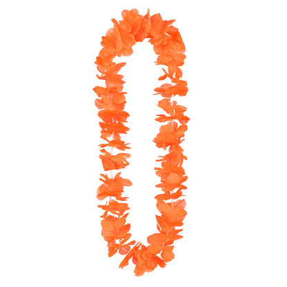 Collier Hawaïen Fleurs Orange Fluo UV Blacklight