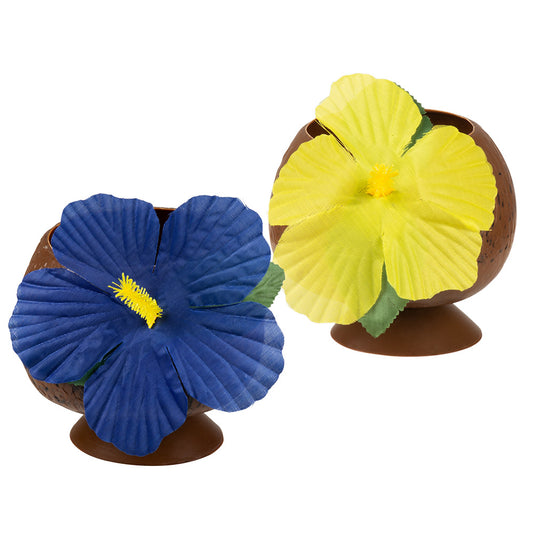 Fleur Hawaïenne en Mousse - Accessoire Fête Tropical Bleu/Jaune